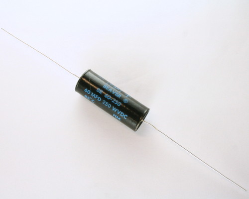 BR60-250 The Cornell Dubilier Electronics BR60-250 is an axial aluminum electrolytic capacitor with a capacitance of 60uF and a voltage rating of 250V. It features a tolerance of 20% and an operating temperature of 85C.