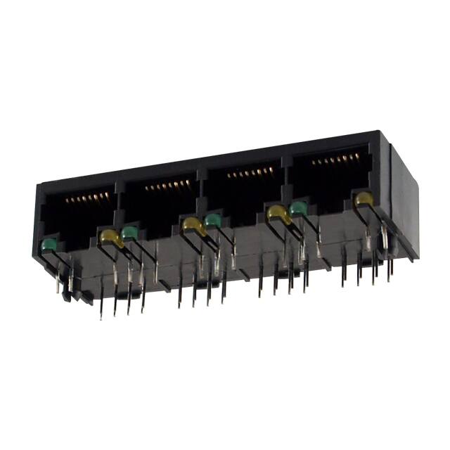 GSLGX-N-4-88-Y/G GANGED PCB JACK (FOUR PORT) TAB