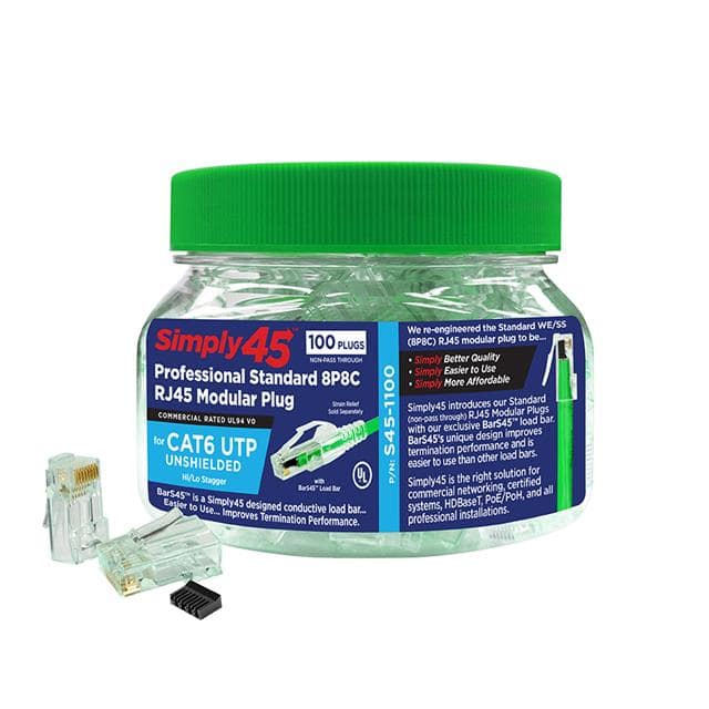 S45-1100 MODULAR PLUG CAT6 UNSHIELDED