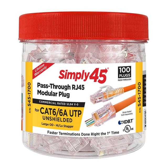 S45-1700 MODULAR PLUG CAT6/6A UNSHIELDED