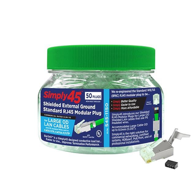 S45-1150 MODULR PLUG CAT6 SHIELDD EXT GND