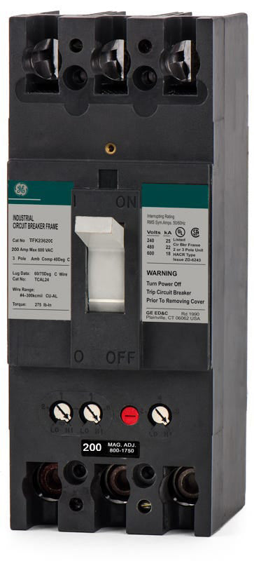TFK236200 The GE TFK236200 is a 3-pole molded case circuit breaker. It features RoHS3 compliance and an MSL of 1.