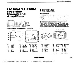 LM108D The LM108D is a voltage regulator controller designed for power management applications. It features a maximum input bias current of 3nA and a maximum output voltage of 3mV.
