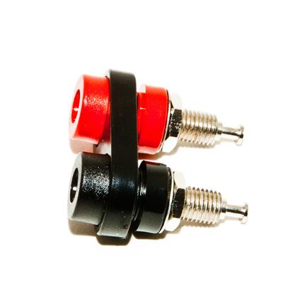 BU-P2269 The Mueller Electric BU-P2269 is a panel mount dual banana jack designed for secure connections. It offers a 15 Amp current rating and can be mounted to panels up to 0.25 inches thick.