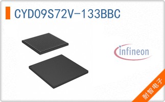 CYD09S72V-133BBC The Infineon CYD09S72V-133BBC is a 9Mbit SRAM with a parallel interface, operating at 133MHz with a 4.4ns access time. It is supplied in a 484-FBGA package.