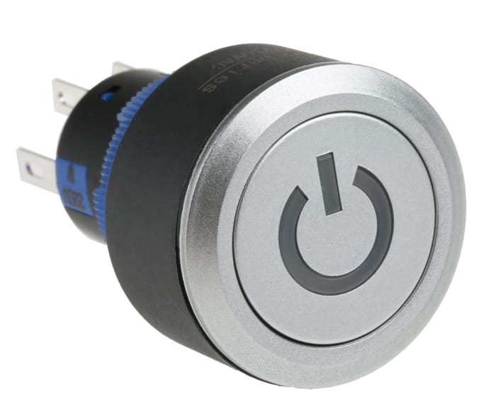 175-8402 This RS PRO illuminated push button switch offers momentary operation and a panel mount design. It features a DPDT contact configuration and a 250V ac voltage rating.