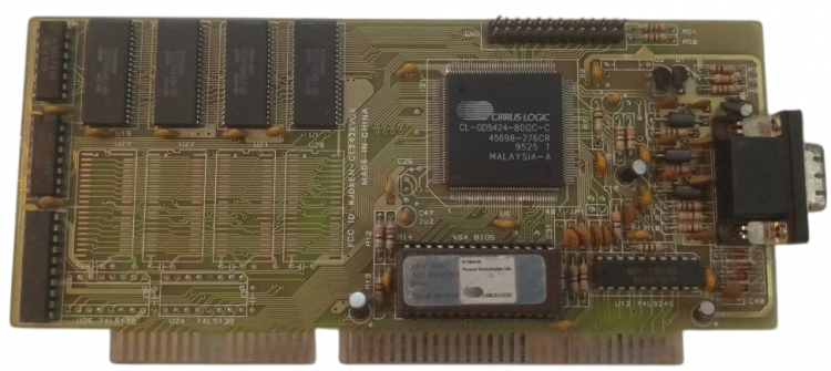 CL-GD5424-80QC-C The Cirrus Logic CL-GD5424-80QC-C is a video card featuring 512KB of FPM DRAM and an 80MHz core clock. It utilizes an ISA 16-bit or VESA Local Bus (VLB) interface.