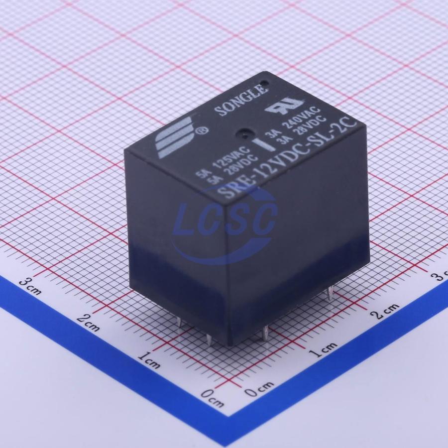 SRE-12VDC-SL-2C The Ningbo Songle Relay Co Ltd SRE-12VDC-SL-2C is a power relay designed for through-hole mounting. It features RoHS3 compliance and an MSL 1 rating.