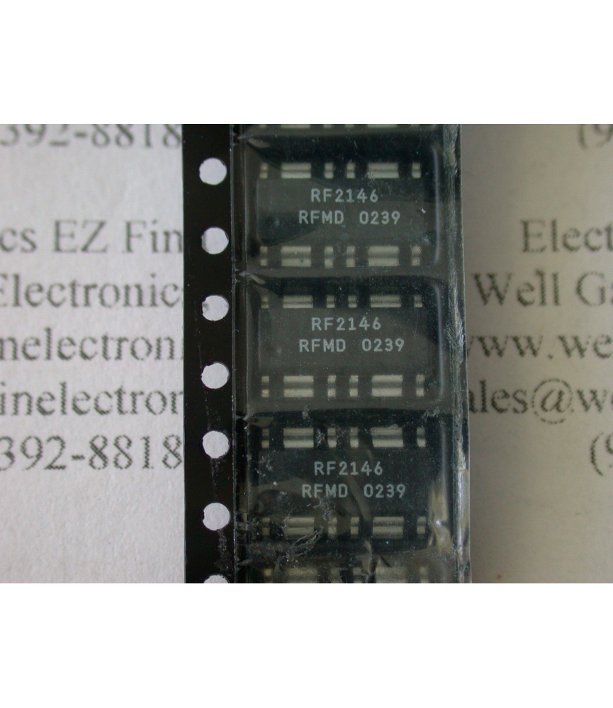 RF2146 The RF2146 by RFMD is an RF Receiver, Transmitter, and Transceiver Finished Unit. It is RoHS3 Compliant and has an MSL rating of 1 Unlimited.
