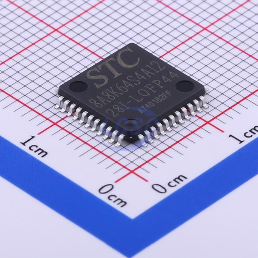 STC8A8K64S4A12-28I-LQFP44 The STC8A8K64S4A12-28I-LQFP44 is an 8-bit microcontroller from STC Micro. It features 64KB of FLASH program memory and operates at speeds up to 28MHz.