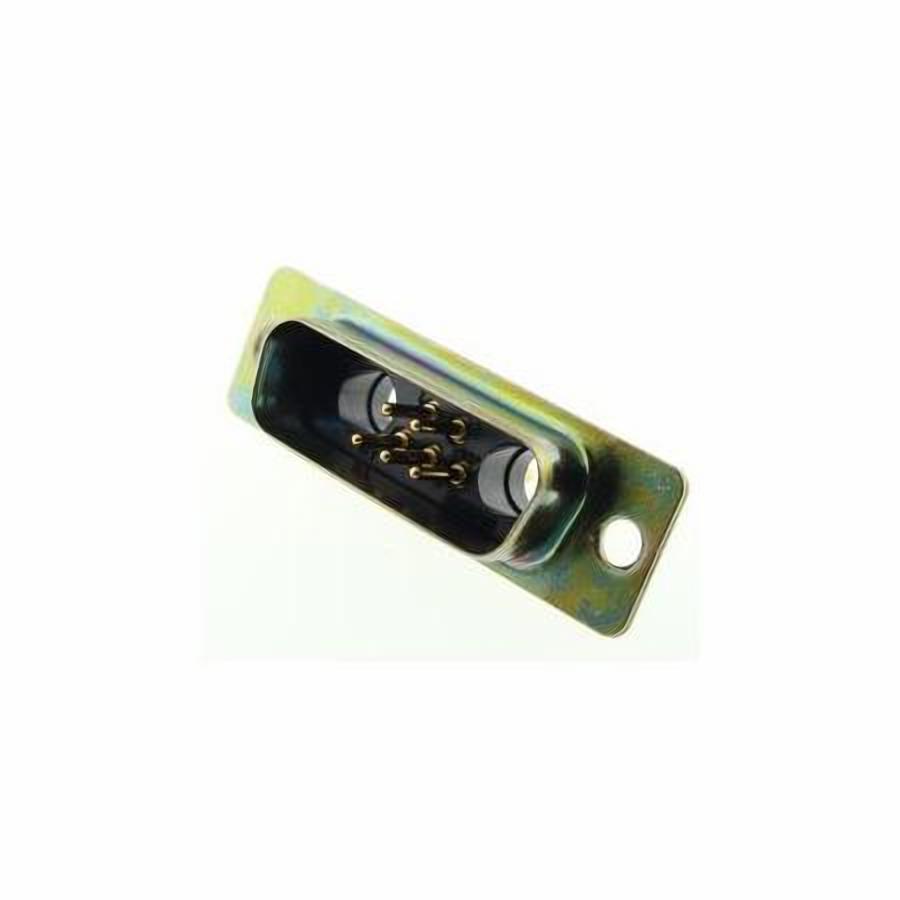 DAM7W2P DAM7W2P is a D-Sub combo plug with 7 positions (5 signal + 2 coax/power) in a 7W2 layout. It features panel mount, solder cup terminals, and a steel shell with yellow chromate finish.