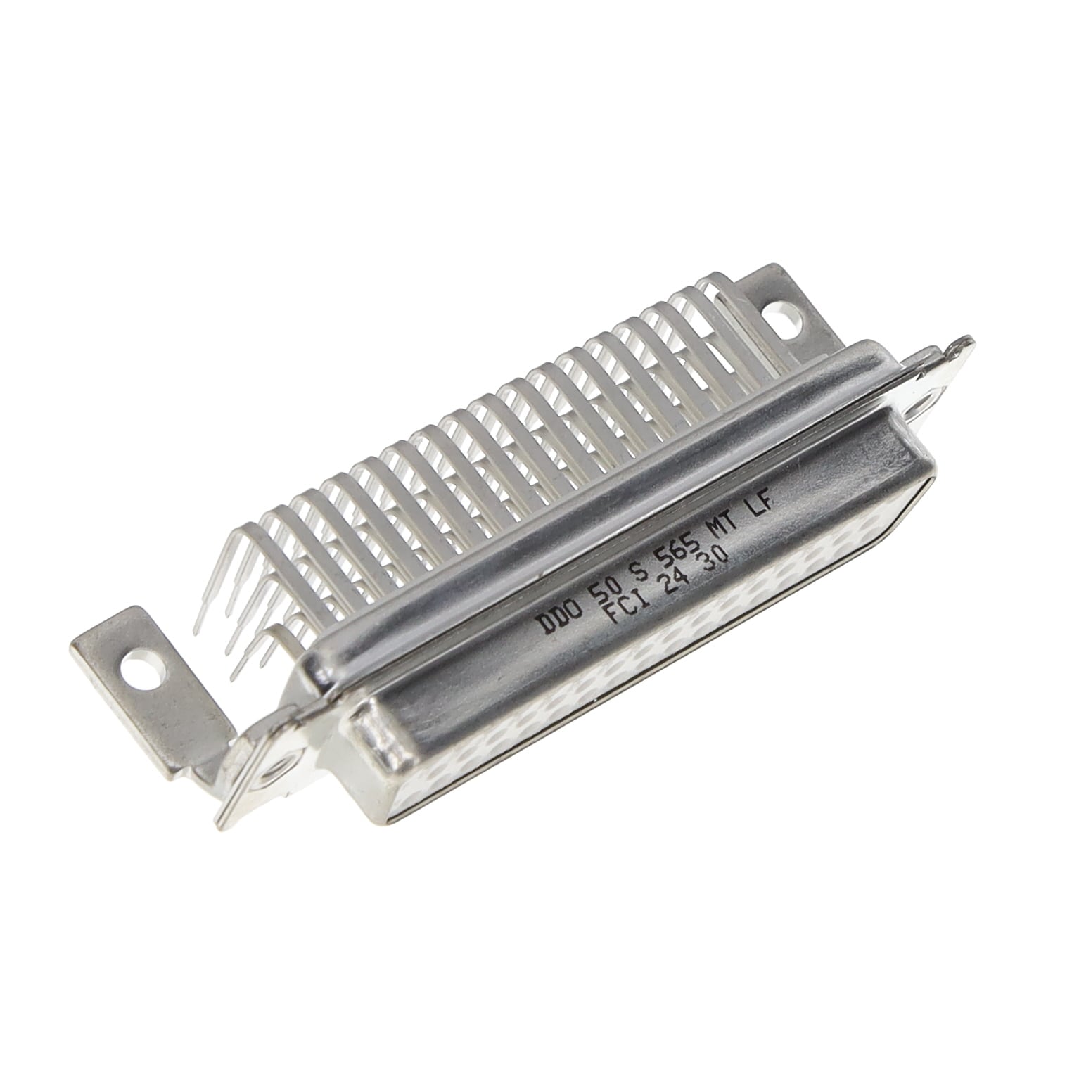DDO50S565MTLF DDO50S565MTLF is a D-Sub receptacle from Amphenol ICC with 50 positions in 3 rows. It features right angle through-hole mounting and solder termination, with gold-plated contacts for reliable signal transmission.