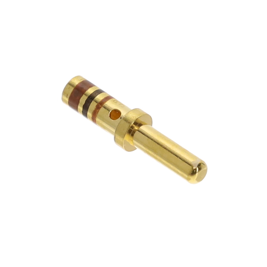 M39029/1-101 Contact size 16 pin for circular connectors, 20 AWG wire, gold finish, crimp termination.