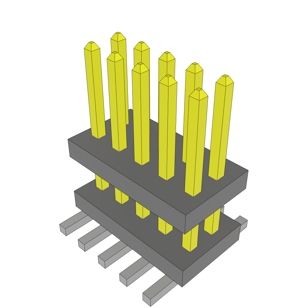 FW-05-03-L-D-156-156 The Samtec FW-05-03-L-D-156-156 is a 1.27mm pitch board stacker with 10 positions and 2 rows. It features surface mount termination and a 0.156 inch stack height.