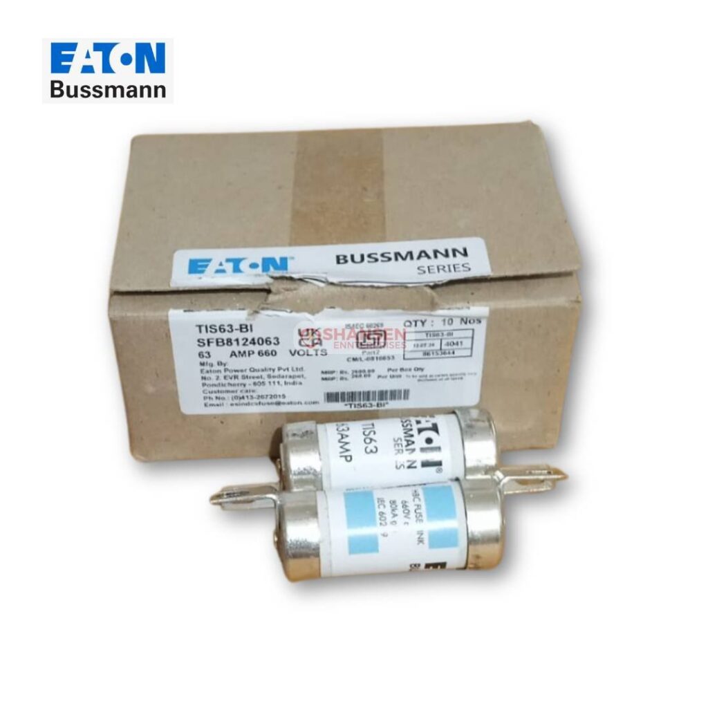 TIS63 The Eaton TIS63 is a GG type fuse rated for 63A, 660V AC, and 460V DC. It is designed for electrical protection applications.