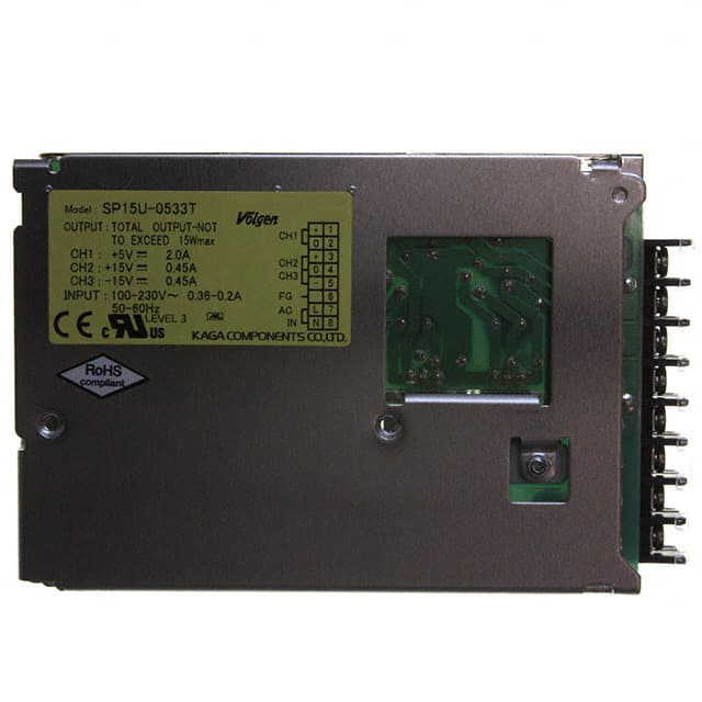 SP15U-48S The Kaga Electronics USA SP15U-48S is a 15W AC/DC converter designed for ITE (Commercial) applications. It features a universal input voltage range and multiple output voltages.