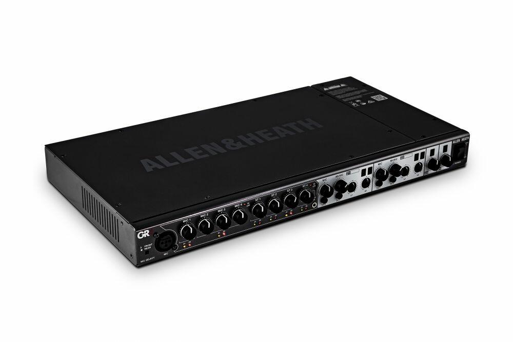GR4 The Allen & Heath GR4 is a 1U rack-mount zone mixer designed for background music and paging in commercial environments. It offers versatile input and output configurations.