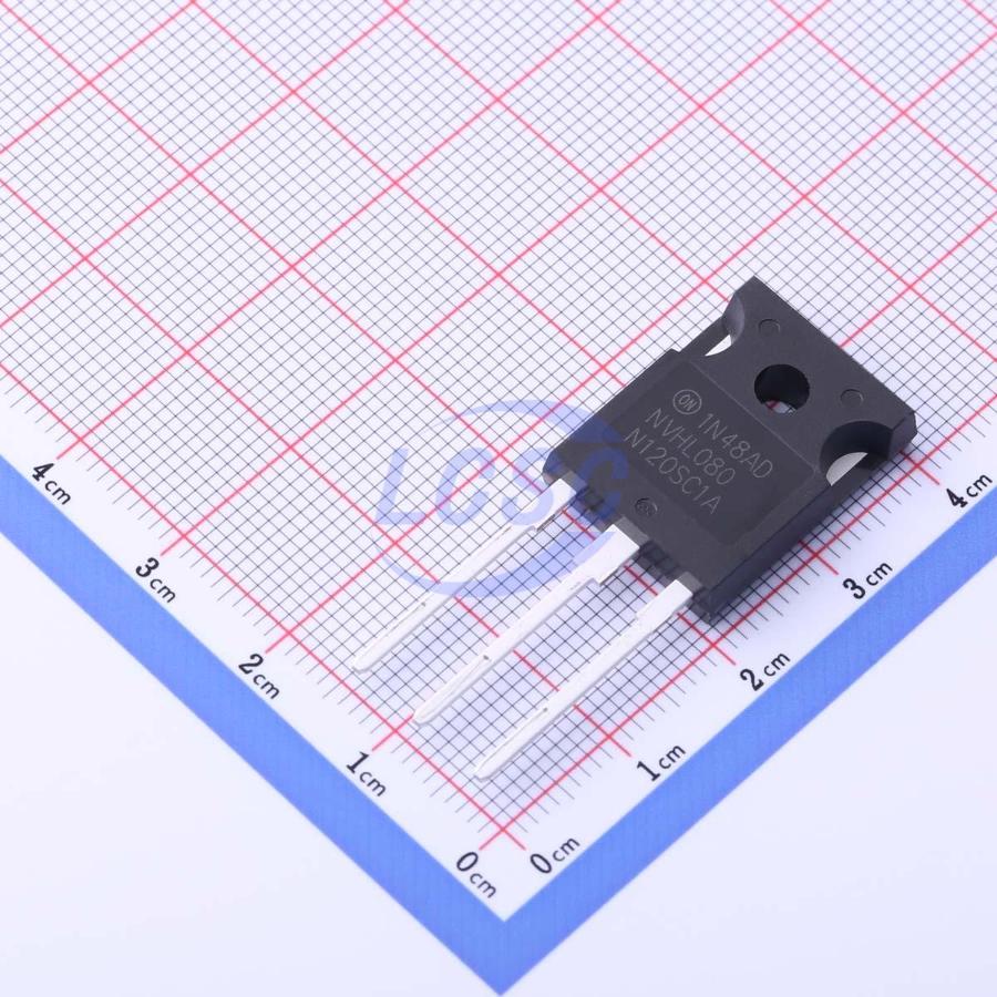 NVHL080N120SC1A The On Semiconductor NVHL080N120SC1A is a Silicon Carbide N-Channel MOSFET with a 1200V drain-to-source voltage and 31A continuous current rating. It is housed in a TO-247-3 package.