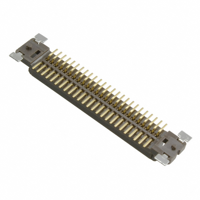 P50L-050S-RR1-DA 3M Pak 50 low profile socket connector with 50 positions, 2 rows, 1.27mm pitch, right angle through hole mounting, gold flash contacts.