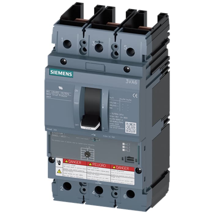 3VA6215-1MS31-0AA0 The Siemens 3VA6215-1MS31-0AA0 is a 3-pole molded case circuit breaker rated for 150A and 690V AC. It offers a breaking capacity of 3.5kA.