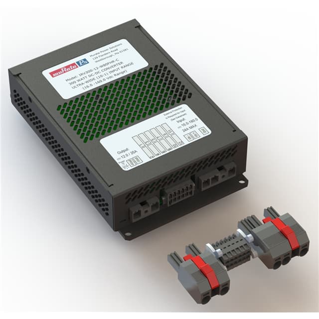 IRV300-24W80R-C The Murata IRV300-24W80R-C is an enclosed DC DC converter providing 24V at 12.5A, with a 300W power rating. It supports a wide input voltage range and is designed for chassis mounting.