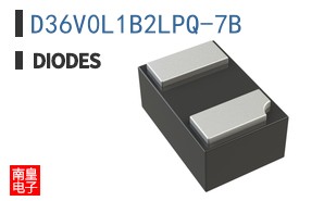D36V0L1B2LPQ-7B The Diodes Incorporated D36V0L1B2LPQ-7B is a TVS diode designed for general protection applications. It features a 36V standoff voltage and a 2A peak pulse current.
