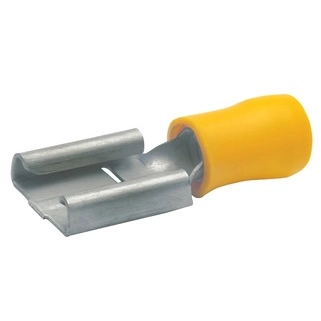 7509 The Klauke 7509 is an insulated flat plug sleeve designed for 9.5 x 1.2 mm terminals. It accommodates wire sizes from 4.0 to 6.0 mm² (AWG 12-10).