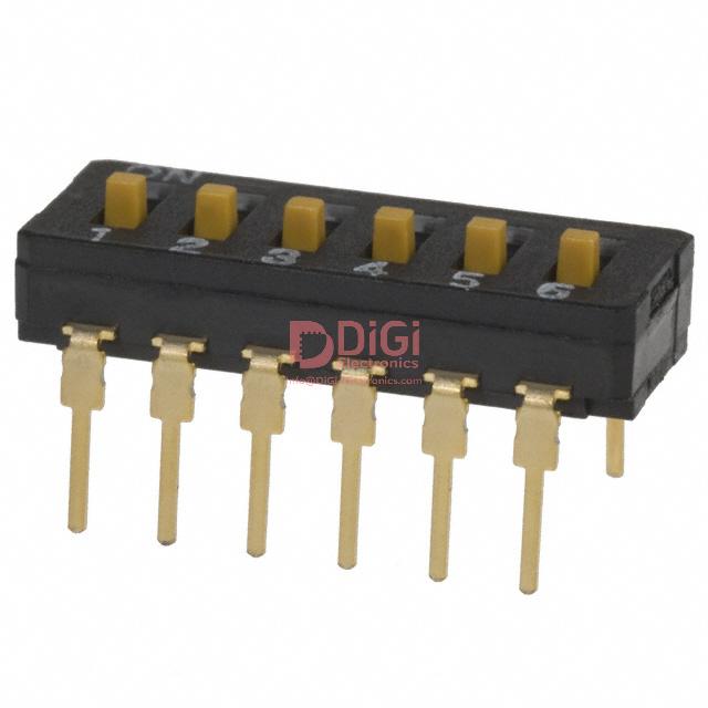 A6S-1102-H The Omron A6S-1102-H is a single-pole, single-throw (SPST) slide DIP switch rated for 25mA and 24VDC. It features a tape seal for protection.