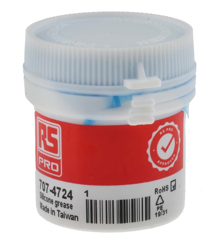 707-4724 This RS PRO grease is supplied in a 30 g package and is in a paste form. It offers a wide operating temperature range.