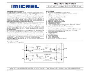 MIC4427BMTR The Micrel Inc. MIC4427BMTR is a dual MOSFET gate driver IC. It offers a peak output current of 1.5A and operates within a supply voltage range of 4.5V to 18V.