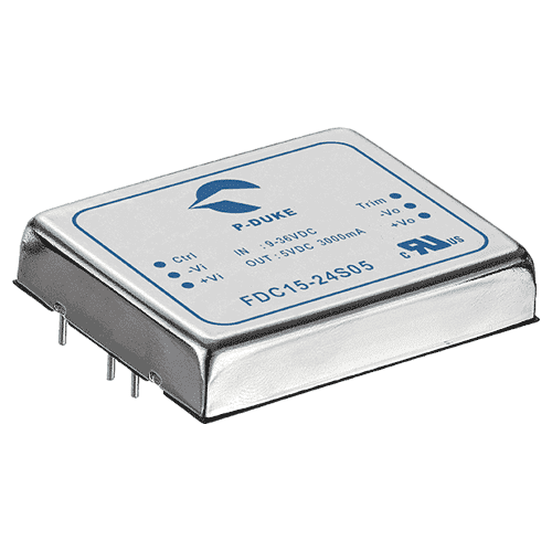 FDC15-48D15 The FDC15-48D15 is a DC DC Converter from POWER-mate with a 48 VDC input and 15 VDC output. It is designed for board mount applications.