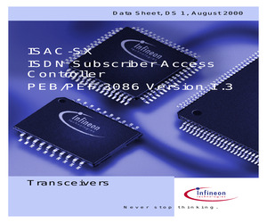 PEB3086H-V1.4 The Infineon PEB3086H-V1.4 is an ISDN ST U Interface Transceiver with an integrated HDLC controller. It features a 192Kbps data rate and is designed for surface mount applications.