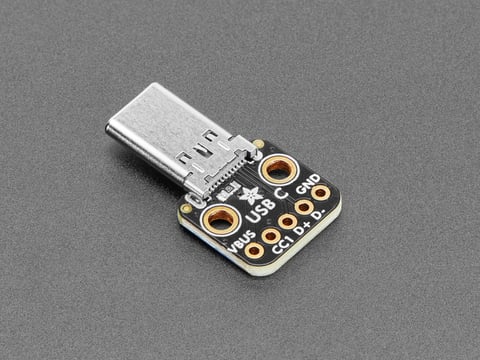 5978 The Adafruit USB Type C Plug Breakout (Part #5978) provides basic connections for USB Type C. It is designed for 5V power and up to 1.5A current.