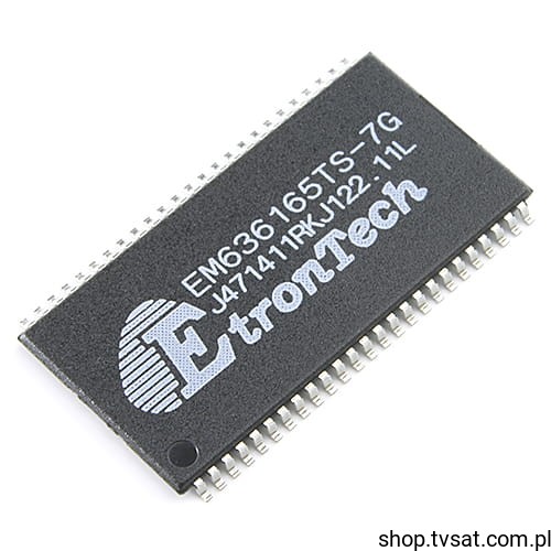 EM636165TS-7G The EM636165TS-7G is a 16Mbit DRAM memory component manufactured by Etron Technology, Inc. It comes in a TSOP-50 package.