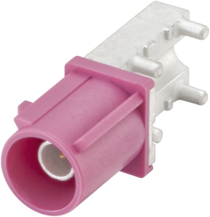 59S2AQ-40MT5-H-1 The Rosenberger 59S2AQ-40MT5-H-1 is a FAKRA right angle plug connector designed for PC-Board SMD applications. It features a violett housing and comes in tape & reel packaging.