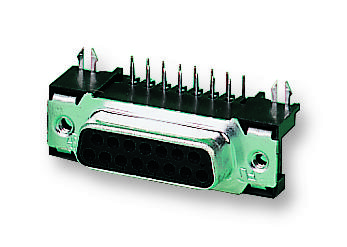 2311762-1 This TE Connectivity D-Sub receptacle features 25 female sockets in a 2-row, right-angle solder termination design with a steel nickel-plated shell.