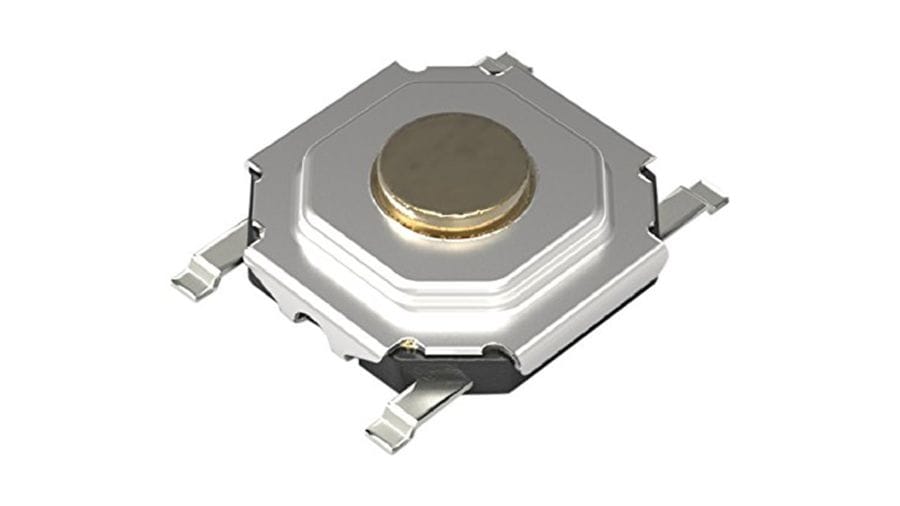 SKQGABE010 The Alps Alpine SKQGABE010 is a surface mount tact switch designed for general electronic equipment. It offers a sharp operating feel and a compact, thin-profile design.