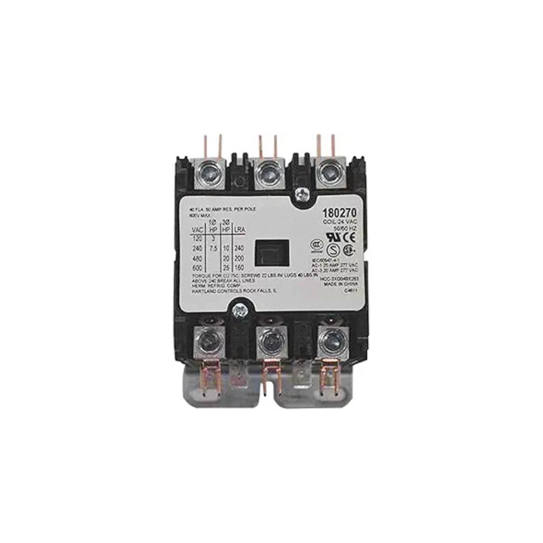 180270 This Miller Contactor DEF PRP model 180270 from C&K Components features a 40A current rating and a 24VAC coil voltage. It includes a box lug mounting type.