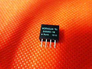 B0505S-1W The MORNSUN B0505S-1W is a 1W isolated DC-DC converter module providing a 5V output from a 4.5-5.5V input. It features a SIP package and is suitable for applications requiring electrical isolation.