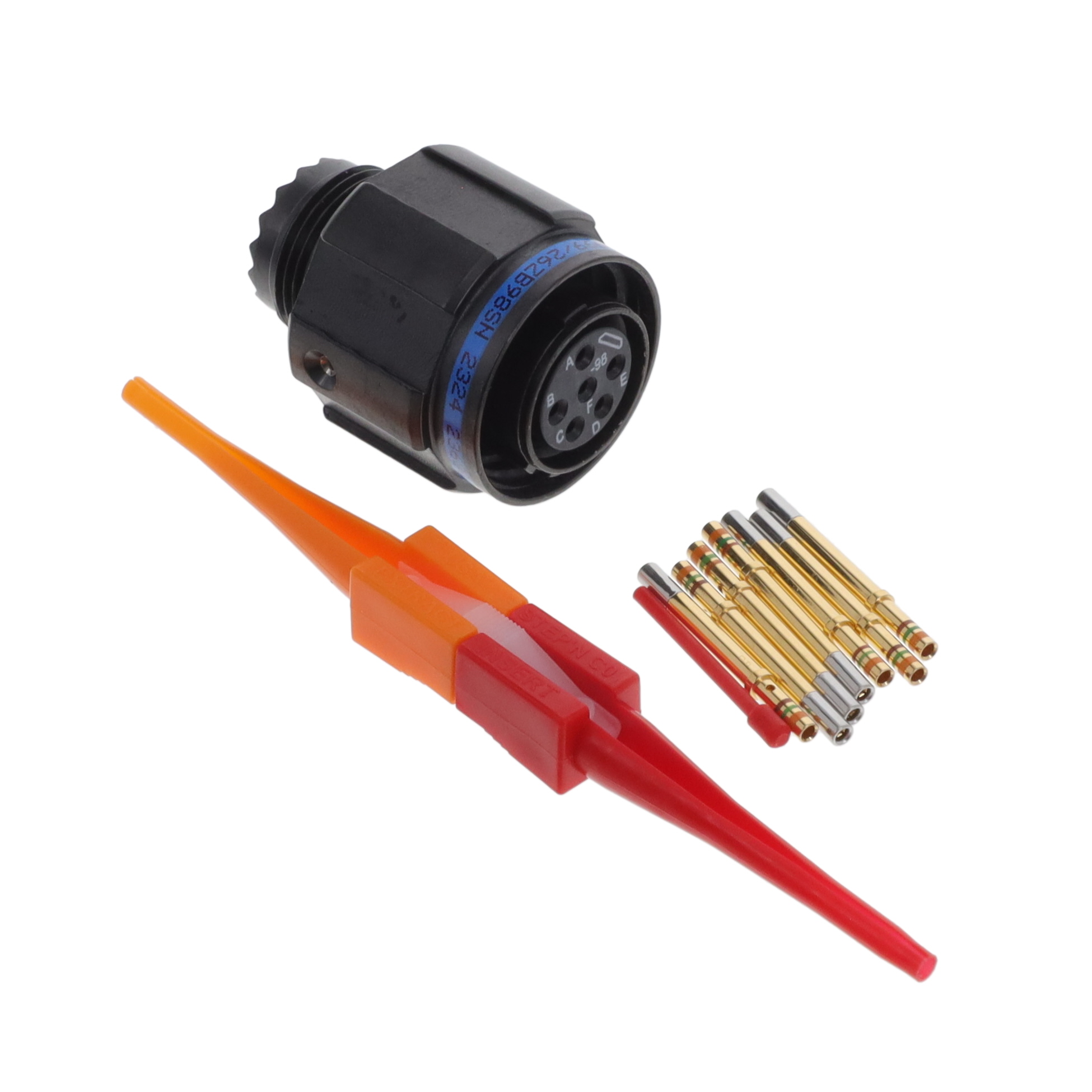 D38999/26ZB98SN D38999/26ZB98SN is a circular MIL-DTL-38999 series III plug connector with 6 female sockets, gold contact finish, and crimp termination. It features a black zinc nickel plated aluminum shell and is designed for environment-resistant applications.