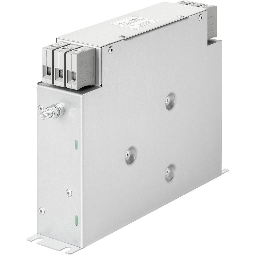 6609036-4 Single phase power line filter module rated for 3A at 250VAC. Chassis mount with IEC 320-C14 and quick connect terminals.