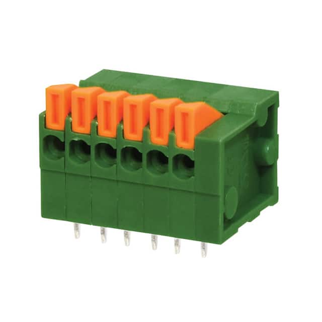 TBL003-254-06GR-2OR TERMINAL BLOCK, SCREWLESS, 2.54,