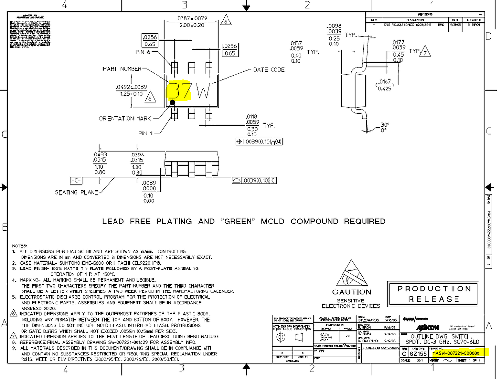 MASW-007221-TR The MACOM Technology Solutions MASW-007221-TR is an RF Switch. It features RoHS3 compliance and an MSL of 1.