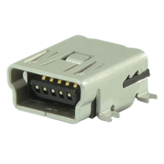 UJ2-MBH-1-SMT-TR This Same Sky UJ2-MBH-1-SMT-TR is a USB 2.0 Mini USB Type B female connector designed for surface mounting. It features a 1A current rating and a 30V voltage rating.