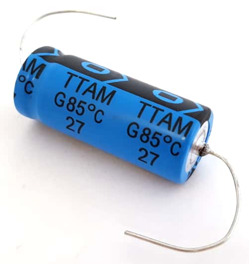 158TTA050M This Illinois Capacitor 158TTA050M is a 1500µF, 50V axial electrolytic capacitor. It operates within a temperature range of -40 to 85°C.