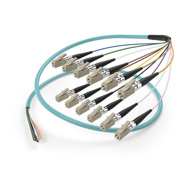 FJ5GLCX-03M-12FR FIBER PIGTAIL 12 STR OM3 LC 3M