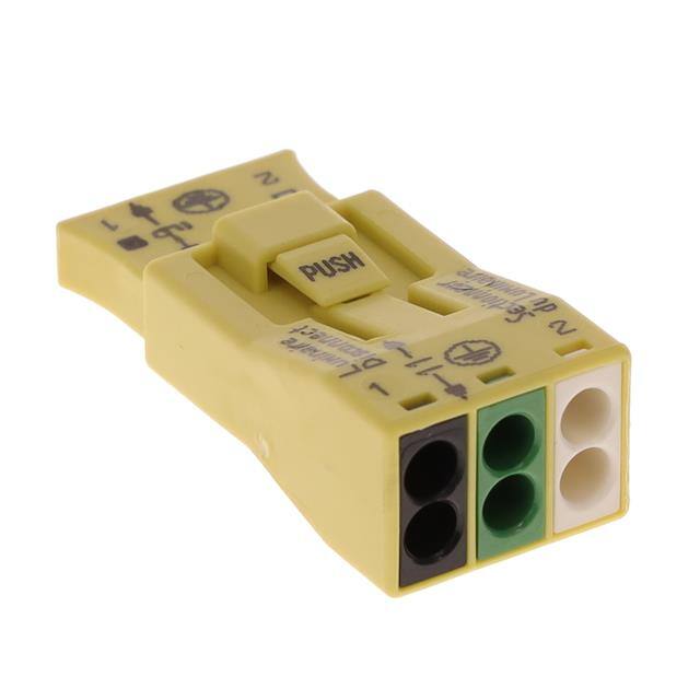 873-953/VE00-0500 PUSHWIRE SPLICE 3POS YELLOW GRND