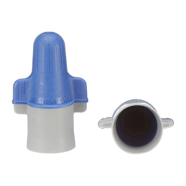 B/G+POUCH CONN WIRE CAP BLU/GRY TWIST 50PK