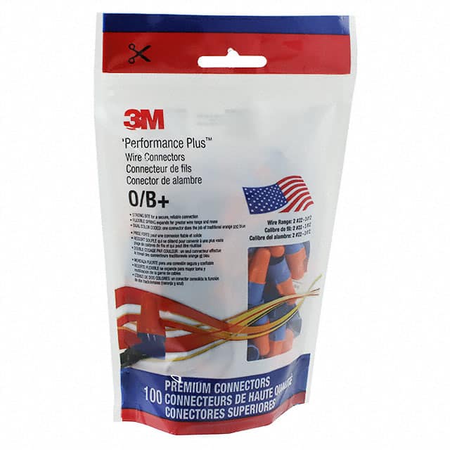 O/B+POUCH CONN WIRE CAP ORG/BLU TWST 100PK