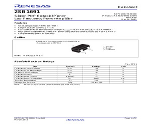 2SB1691WL The Renesas 2SB1691WL is a PNP bipolar junction transistor designed for general-purpose small signal amplification. It features a 50V collector-emitter voltage and 1A maximum collector current.